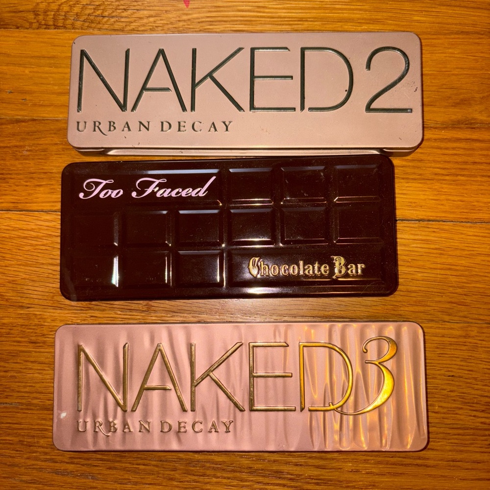 Urban Decay Naked2 & Naked3 + Too Faced Chocolate Bar Eyeshadow Palettes